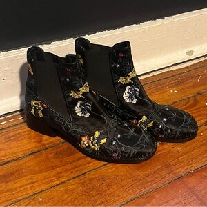 RARE Authentic Italian Made Low Ankle Boots with Floral Embroidery by Tibi
